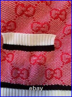 Auth Gucci Red Logo Knit Cardigan Sizem Us4 Us6