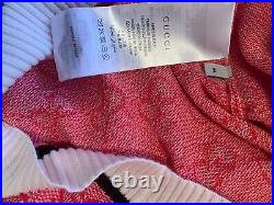 Auth Gucci Red Logo Knit Cardigan Sizem Us4 Us6