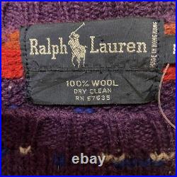 Auth RalphLauren Purple Red Multi Women's Sweater