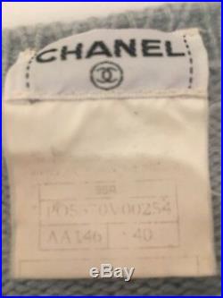 Authentic CHANEL Vintage Camellia CC Logo Knit Sweater Tops Light Blue Size 40