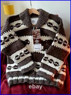 Authentic Cowichan Sweater Hand Knit Wool Cardigan New With Tags