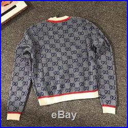 Authentic New Gucci Cardigan Sweater Size M Women's Blue GG Logo