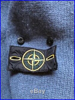 Authentic Stone Island Mens Sweater Knitwear 1/3 Zip Jumper Wool Blue Size M
