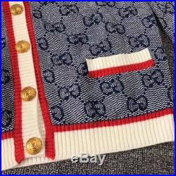 Authtentic New Gucci Women's Sweater Knit Cardigan Medium M 2019 Blue