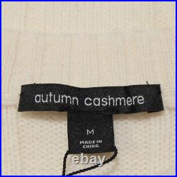 Autumn Cashmere NWT Ribbed Raglan Pullover Sweater Size M in Ivory Wool Blend