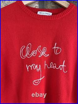 BNWOT NEW Bella Freud Red Close To My Heart Cashmere Sweater Jumper Size Medium