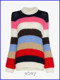 BNWT £410 Medium Ganni Julliard Mohair Wool Striped Jumper Sweater Pullover