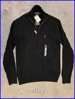 BNWT Polo Ralph Lauren Cable Knit Zip Neck Knitted Jumper Sweater Medium