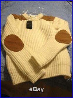 BNWT Saint Laurent cream sweater medium thick wool suede GUARANTEED AUTHENTIC