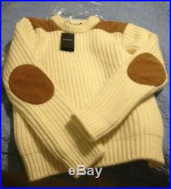 BNWT Saint Laurent cream sweater medium thick wool suede GUARANTEED AUTHENTIC