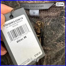 BRAND NEW John Varvatos Brown Cable Knit Zip Up Sweater in Medium