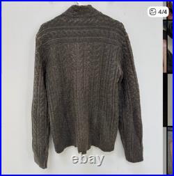 BRAND NEW John Varvatos Brown Cable Knit Zip Up Sweater in Medium