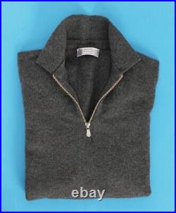 BRUNELLO CUCINELLI 100% CASHMERE 1/2 Zip Sweater Gray M Medium