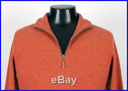 BRUNELLO CUCINELLI 100% CASHMERE 1/2 Zip Sweater Orange 50 M Medium