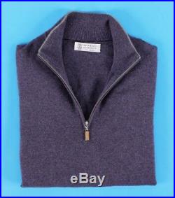 BRUNELLO CUCINELLI 100% CASHMERE 1/2 Zip Sweater Purple 50 M Medium