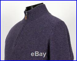 BRUNELLO CUCINELLI 100% CASHMERE 1/2 Zip Sweater Purple 50 M Medium