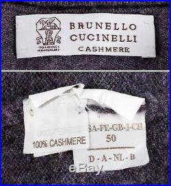 BRUNELLO CUCINELLI 100% CASHMERE 1/2 Zip Sweater Purple 50 M Medium