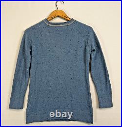 BRUNELLO CUCINELLI 100% Cashmere Sweater Womens Medium Slim Beaded Neck Blue