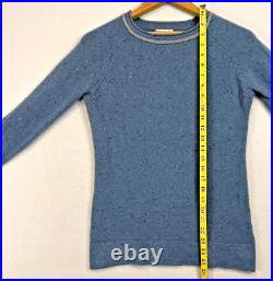 BRUNELLO CUCINELLI 100% Cashmere Sweater Womens Medium Slim Beaded Neck Blue