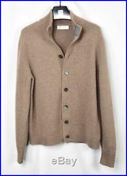 BRUNELLO CUCINELLI 100% Thick KNIT Cashmere Button Sweater Brown Medium M