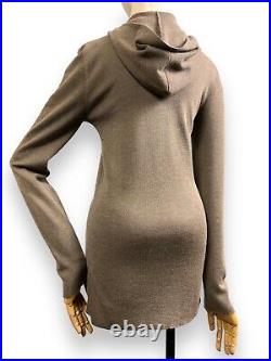 BRUNELLO CUCINELLI Cashmere Silk Sweater Pullover Monili Trim Knit Hooded Size M