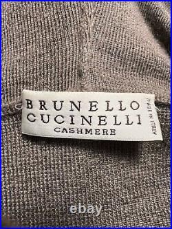 BRUNELLO CUCINELLI Cashmere Silk Sweater Pullover Monili Trim Knit Hooded Size M