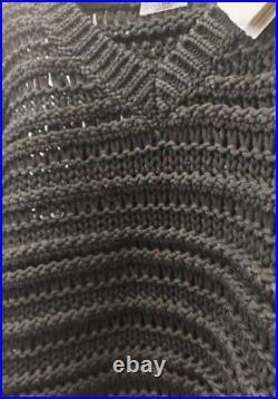 BRUNELLO CUCINELLI Cotton Cable Sweater in Black Size Medium M