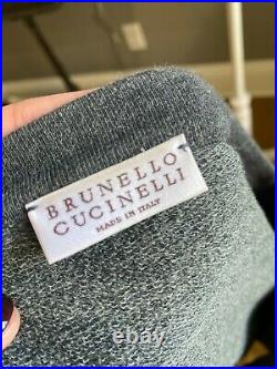 BRUNELLO CUCINELLI Gray Floral Applique Cropped Sweatshirt Sweater Medium $1290