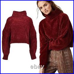 BRUNELLO CUCINELLI Velvety Cashmere Silk High Neck Sweater Jumper Red Medium M