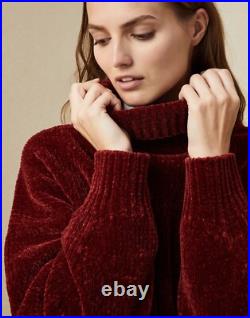 BRUNELLO CUCINELLI Velvety Cashmere Silk High Neck Sweater Jumper Red Medium M