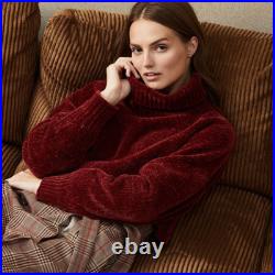 BRUNELLO CUCINELLI Velvety Cashmere Silk High Neck Sweater Jumper Red Medium M