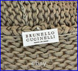 BRUNELLO CUCINELLI Women's Cable Knitted Open Front Cardigan Cotton Linen Size M