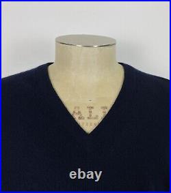 Ballantyne Jumper Sweater V-neck Mens M Regular Dip Blue Super Geelong Lambswool