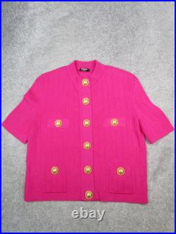 Balmain Paris Sweater Womens Medium Pink Knit Cardigan