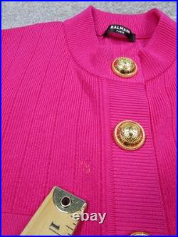Balmain Paris Sweater Womens Medium Pink Knit Cardigan
