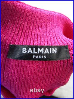 Balmain Paris Sweater Womens Medium Pink Knit Cardigan