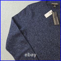 Banana Republic Sweater Mens M Blue Crew Neck Pullover Chunky-Knit Wool Nylon