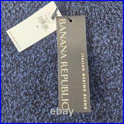 Banana Republic Sweater Mens M Blue Crew Neck Pullover Chunky-Knit Wool Nylon