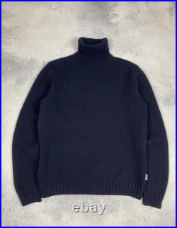 Barbour High Funnel Neck Sweater Jumper Dark Blue 100% Men's Size Medium