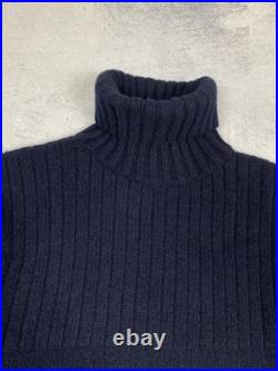 Barbour High Funnel Neck Sweater Jumper Dark Blue 100% Men's Size Medium