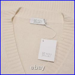 Be You NWT Cardigan Sweater Size Medium in Solid Ivory 100% Cashmere