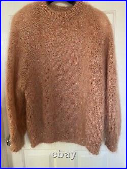 Beautiful Handmade Pure British Luxury Mohair Sweater in Soft Peach med larg