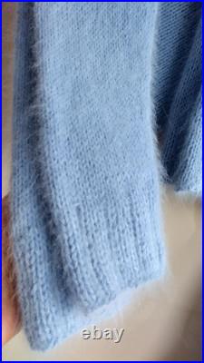 Beautiful hand knitted blue sweater, angora 80%, Italy