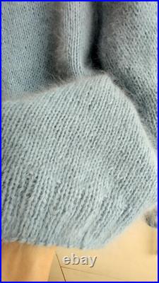 Beautiful hand knitted blue sweater, angora 80%, Italy
