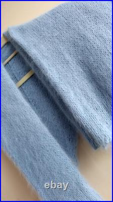Beautiful hand knitted blue sweater, angora 80%, Italy