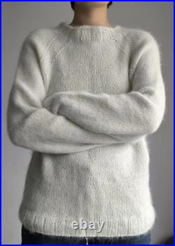 Beautiful hand knitted sweater, angora 80%, Italy, delicate mint color