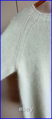 Beautiful hand knitted sweater, angora 80%, Italy, delicate mint color