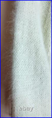 Beautiful hand knitted sweater, angora 80%, Italy, delicate mint color