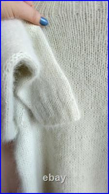 Beautiful hand knitted sweater, angora 80%, Italy, delicate mint color