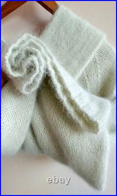 Beautiful hand knitted sweater, angora 80%, Italy, delicate mint color
